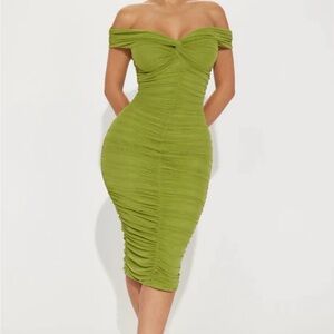 Fashion Nova Strapless Olive Dress